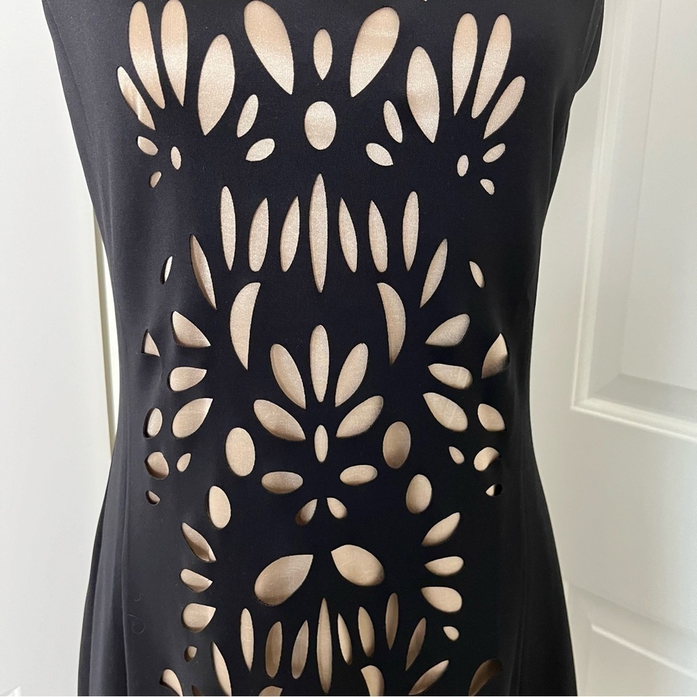 Papillon Black Dress with Laser Floral Cutouts - LBD, Mini, A-line, Size Small - Picture 7 of 16